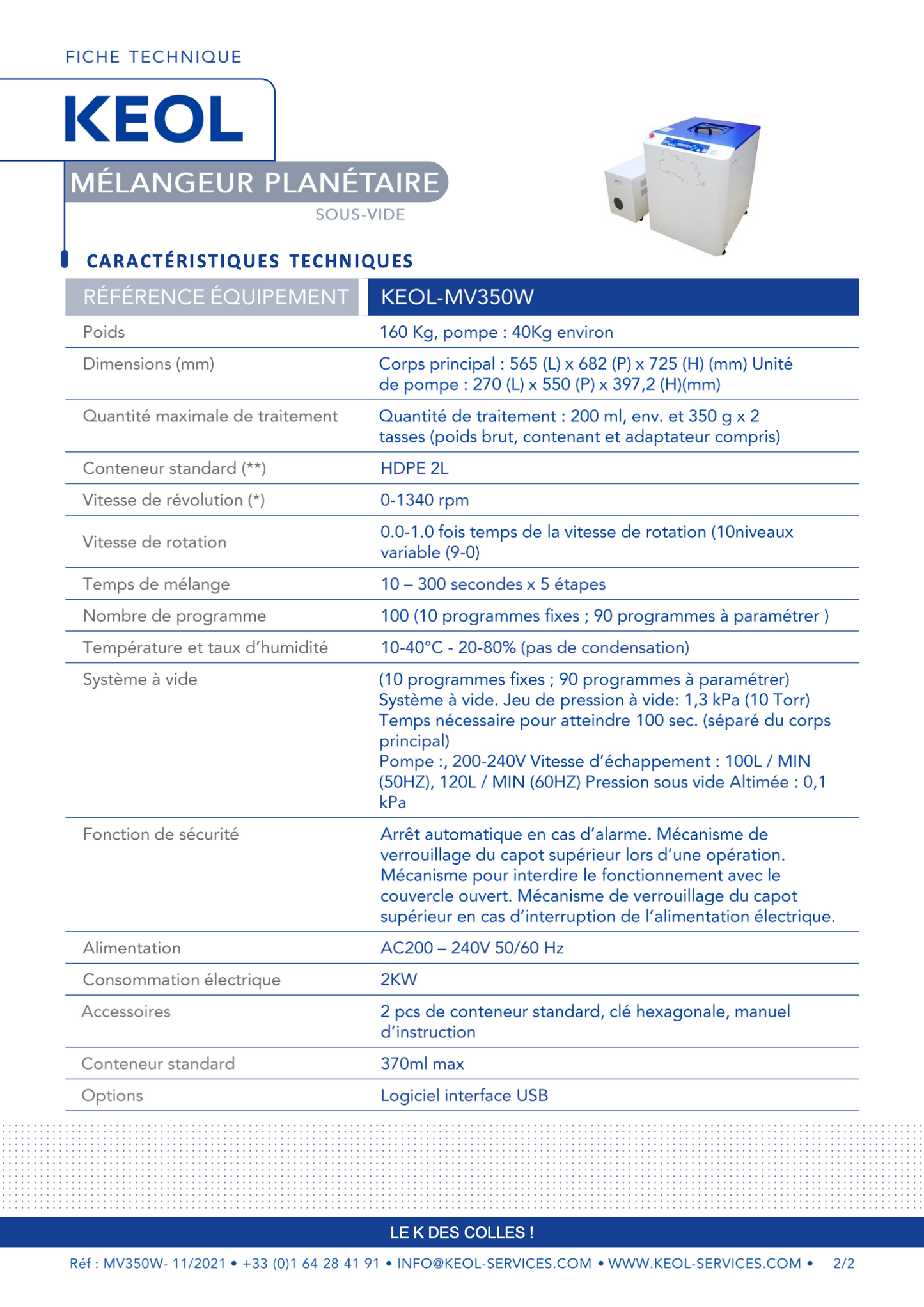 MV350W - KEOL mélangeur planétaire sous vide - MAMP0012