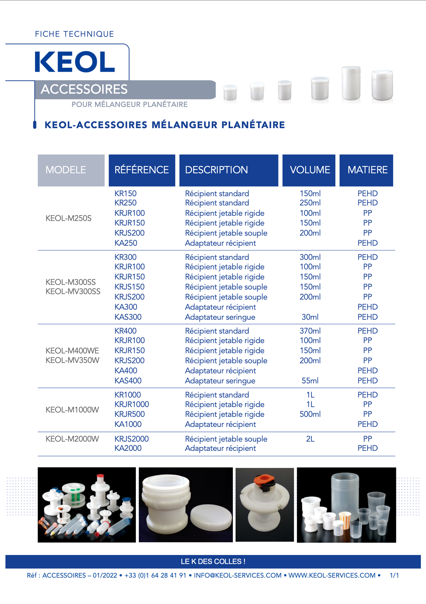 KEOL-KAS Adaptateur pour seringue matière : PEHD pour mélangeur planétaire - MAMP0018