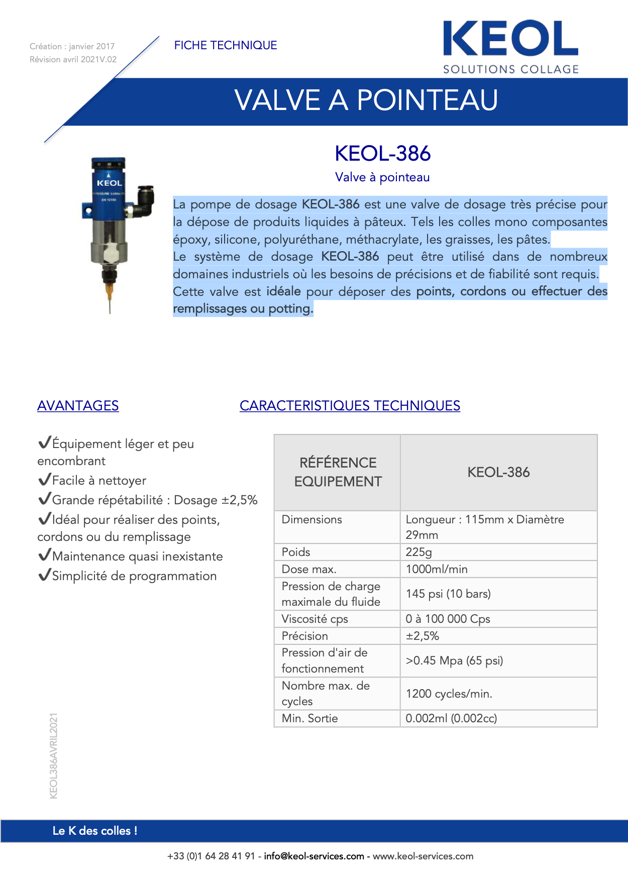 KEOL 386 - Valve de depose - MADO0269