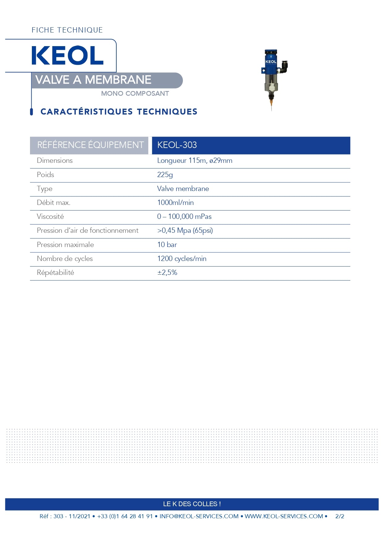 Valve à pointeau KEOL-303 - MADO0239