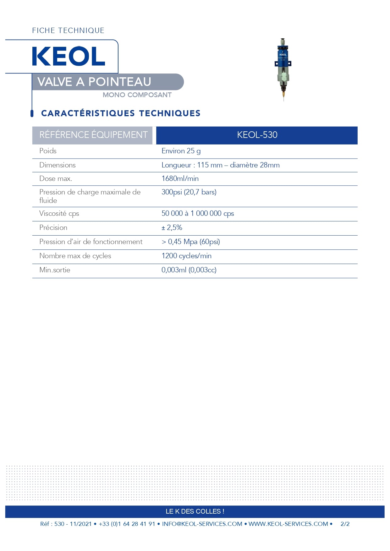 Valve à pointeau KEOL- 530 - MADO0290