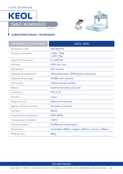 Robot de dosage R400 (400x400mm)