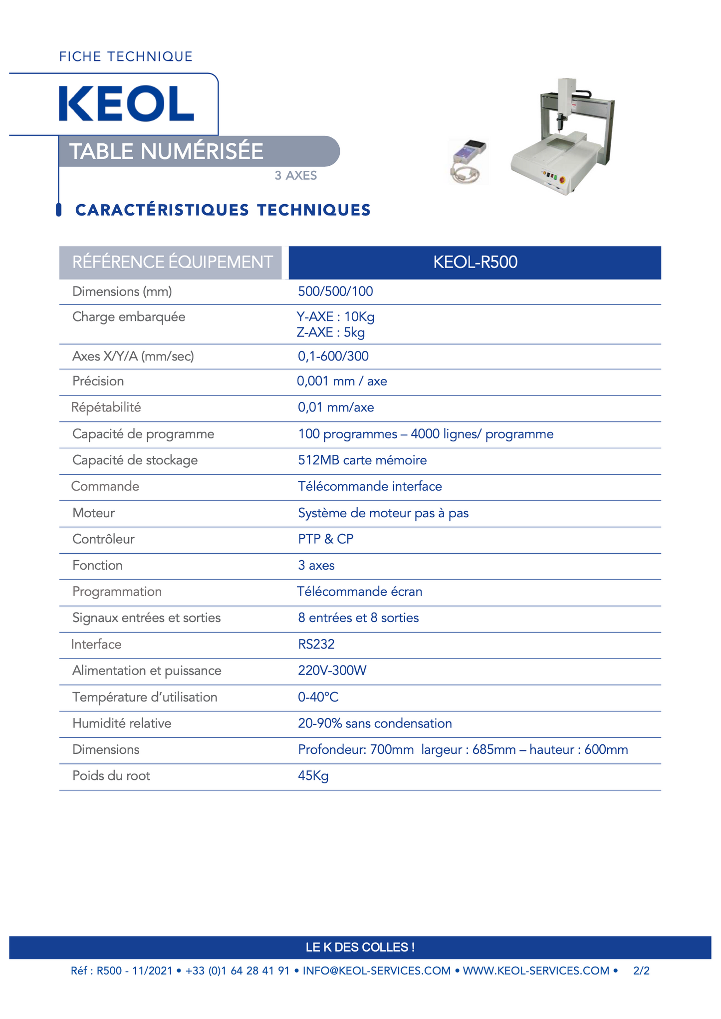 Robot de dosage R500 (500x500mm)