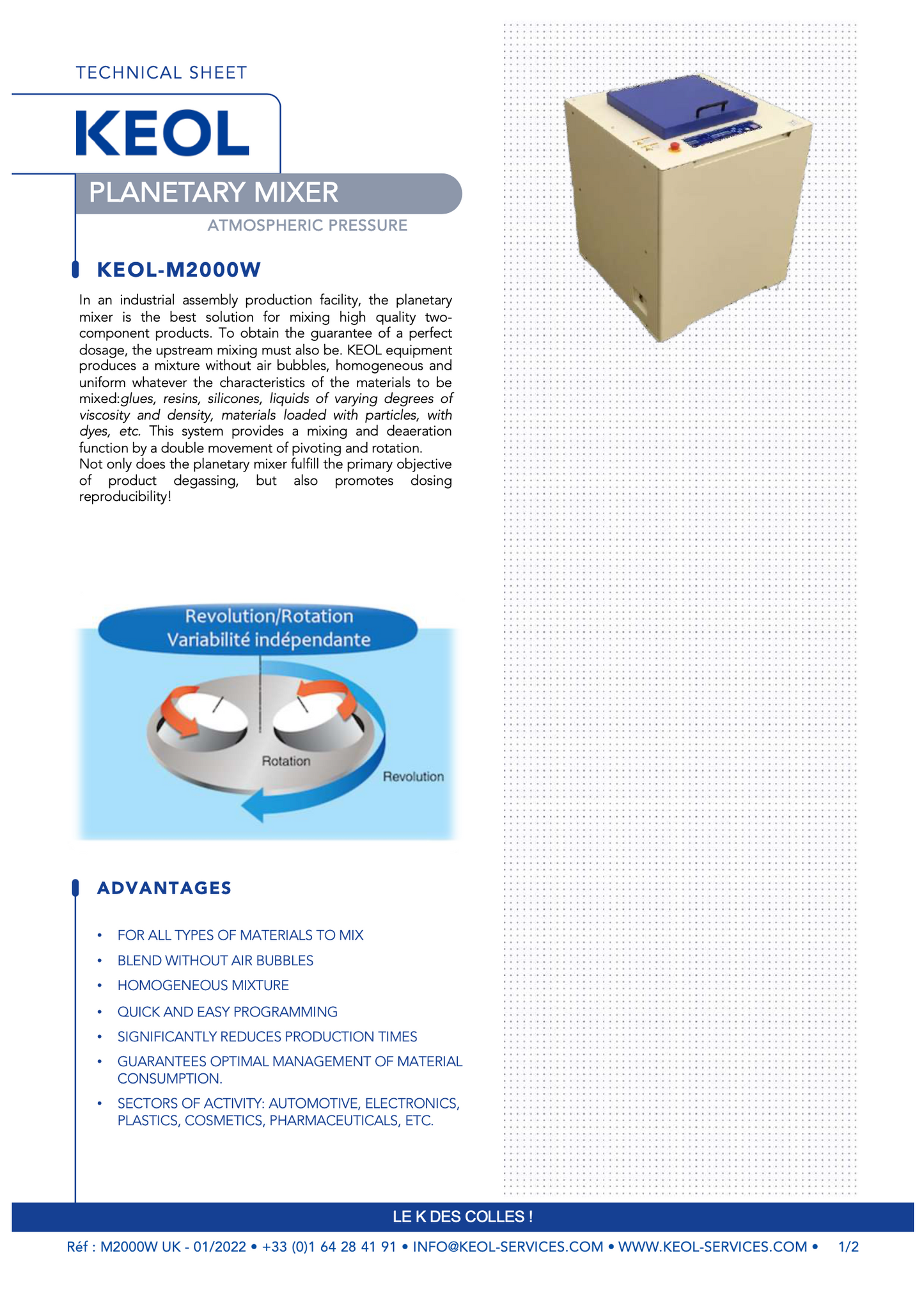 M2000W - KEOL planetary mixer by atmospheric pressure