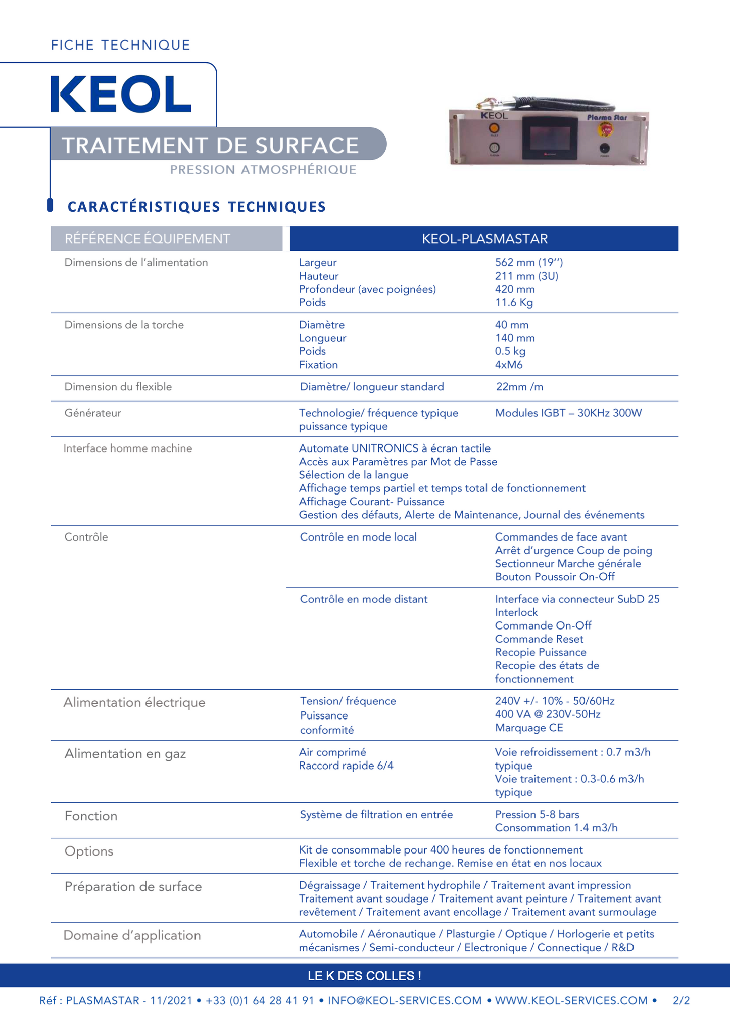 Atmospheric plasma surface treatment - PLASMA STAR