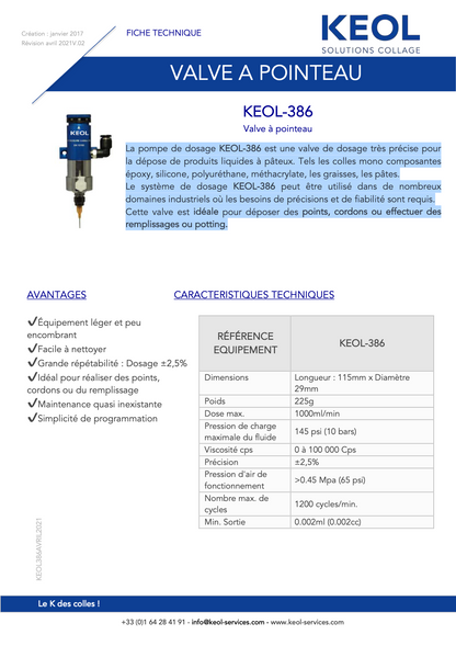 KEOL 386 - Valve de depose